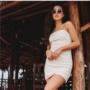 Urban outfitters white linen square neck dress